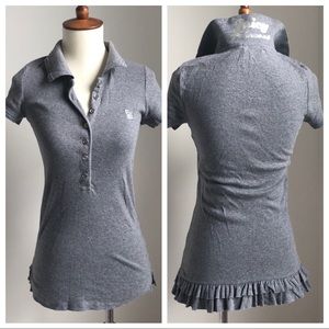 Juicy Couture Gray Princess Ruffled Polo Size P